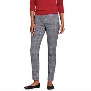 Lands’ End Slim High Rise Straight Pattern Pant (Houndstooth Plaid) NWT
